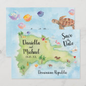Dominikanische Republik - Aquarellfarbe Save the D Date (Vorne/Hinten)