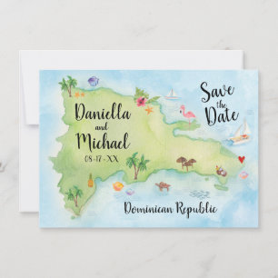 Dominikanische Republik - Aquarellfarbe Save the D Date