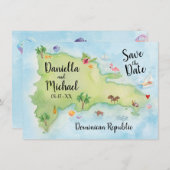 Dominikanische Republik - Aquarellfarbe Save the D Save The Date (Vorne/Hinten)