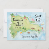 Dominikanische Republik - Aquarellfarbe Save the D Save The Date (Vorderseite)