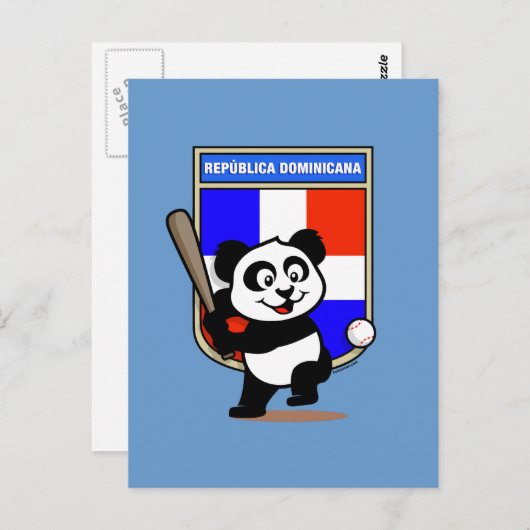 Dominikanische Republik Baseball Panda Postkarte (Vorne/Hinten)