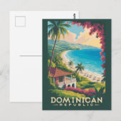 Dominikanische Republik Beach Illustration Reisen  Postkarte (Vorne/Hinten)
