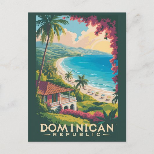 Dominikanische Republik Beach Illustration Reisen  Postkarte (Vorderseite)