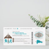 Dominikanische Republik Boarding Pass Hochzeit Einladung (Stehend Vorderseite)
