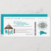 Dominikanische Republik Boarding Pass Hochzeit Einladung (Vorne/Hinten)