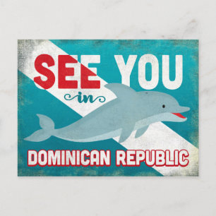 Dominikanische Republik Delfin - Retro Vintage Rei Postkarte