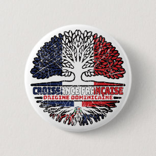 Dominikanische Republik Fahne France Tree Roots Button