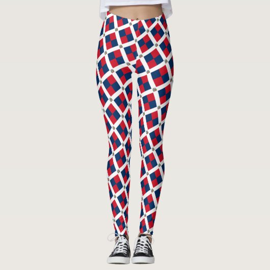 Dominikanische Republik Fahne, Reise- und Sportfan Leggings (Vorderseite)