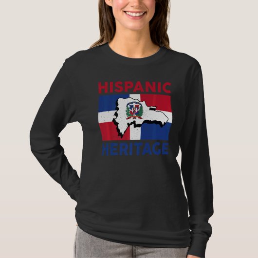 Dominikanische Republik Flagge Hispanic Heritage M T-Shirt (Vorderseite)