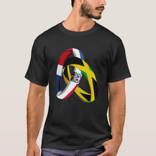Dominikanische Republik Flagge Jamaica Grown Ring T-Shirt (Vorderseite)