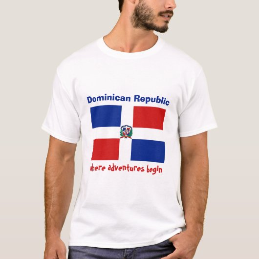 Dominikanische Republik-Flagge + Karte + Text-T - T-Shirt (Vorderseite)