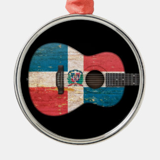 Dominikanische Republik-Flaggen-Akustikgitarre, Ornament Aus Metall