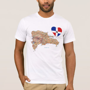 Dominikanische Republik-Flaggen-Herz und Karten-T T-Shirt