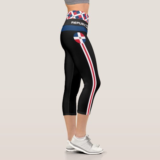Dominikanische Republik Flaggenmode, Fitness, Spor Capri Leggings (Rechts)