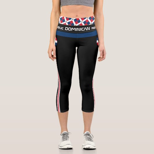 Dominikanische Republik Flaggenmode, Fitness, Spor Capri Leggings (Vorderseite)