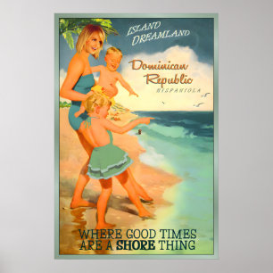 Dominikanische Republik Hispaniola Karibik Familie Poster