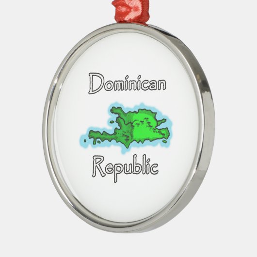 Dominikanische Republik-Karte Silbernes Ornament (Links)