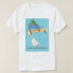 Dominikanische Republik Karte Yacht Reiseplakat T-Shirt