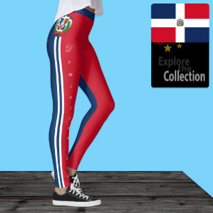 Dominikanische Republik Leggings, Flagge/Sport Leggings