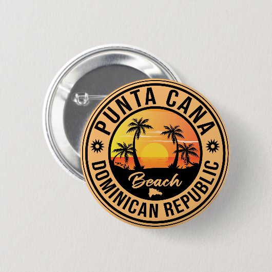 Dominikanische Republik Punta Cana - Retro Souveni Button (Vorne & Hinten)