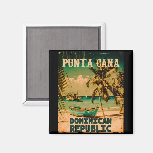 Dominikanische Republik Punta Cana - Retro Souveni Magnet (Vorderseite/Rückseite)