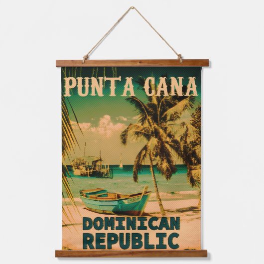 Dominikanische Republik Punta Cana - Retro Souveni Wandteppich Mit Holzrahmen (Vorderseite)