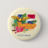 Dominikanische Republik Retro Caribbean Parrot Button (Vorderseite)