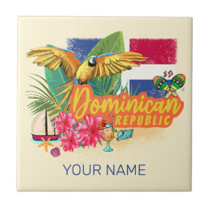 Dominikanische Republik Retro Caribbean Parrot Fliese