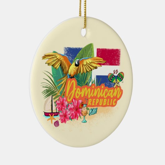 Dominikanische Republik Retro Caribbean Parrot Keramik Ornament (Rechts)