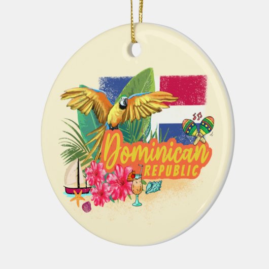 Dominikanische Republik Retro Caribbean Parrot Keramik Ornament (Links)