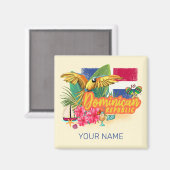 Dominikanische Republik Retro Caribbean Parrot Magnet (Vorderseite/Rückseite)