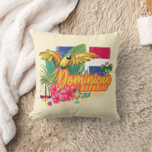 Dominikanische Republik Retro Karibikinsel Papagei Kissen