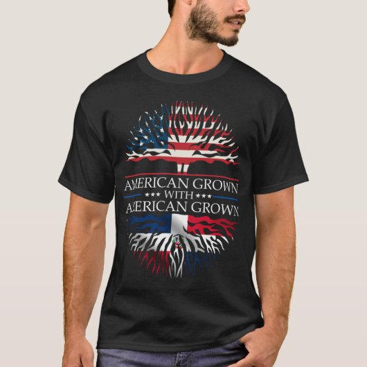 Dominikanische Republik Roots Flag American Grown T-Shirt (Vorderseite)