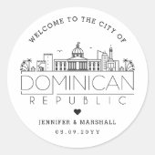 Dominikanische Republik Skyline | Begrüßungsnachri Runder Aufkleber (Vorderseite)