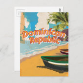 Dominikanische Republik Vintager Urlaub Poster Postkarte (Vorne/Hinten)