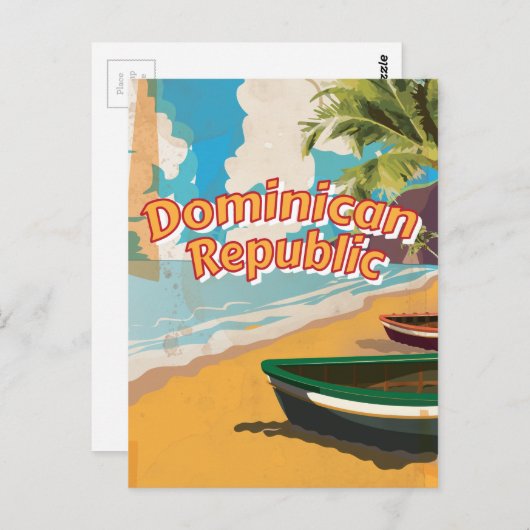 Dominikanische Republik Vintager Urlaub Poster Postkarte (Vorne/Hinten)