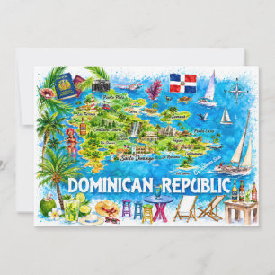 Dominikanische Republik Wasserfarben-Reisekarten-P Einladung