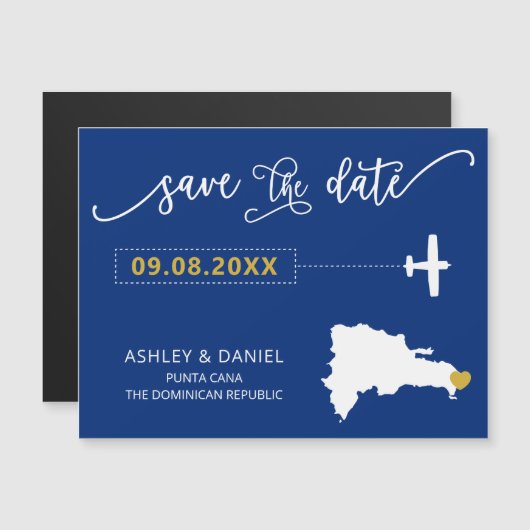 Dominikanische Republik Wedding Save the Date Card Magneteinladung (Vorne/Hinten)