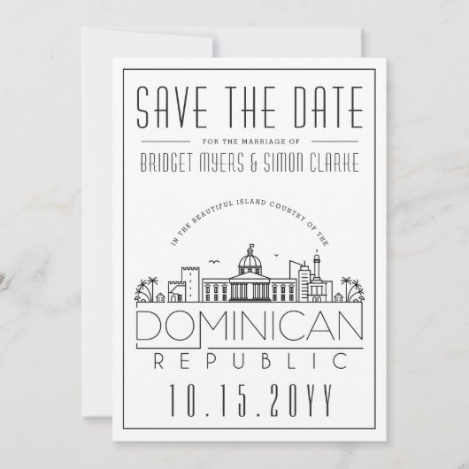 Dominikanische Republik Wedding Skyline Save the D Einladung (Vorderseite)