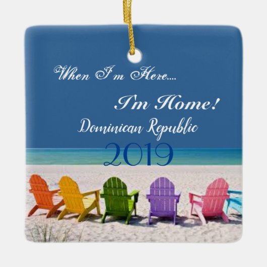 Dominikanische Republik, wenn ich hier Im Zuhause Keramikornament (Vorderseite)