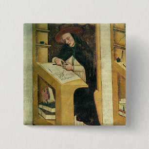 Dominikanischer Mönch an seinem Schreibtisch, vom Button