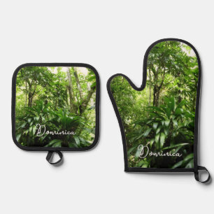 Dominikanischer Regenwald I Tropische Natur Ofenhandschuh & Topflappen-Set