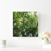 Dominikanischer Regenwald I Tropische Natur Quadratische Wanduhr (Zuhause)