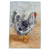 Dominique Chicken Rooster Wasserfarbenspiel Mittlere Geschenktüte (Rückseite)