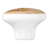 Dominique Chicken Rooster Watercolor Kunstwerk Keramikknauf (Seitenansicht)