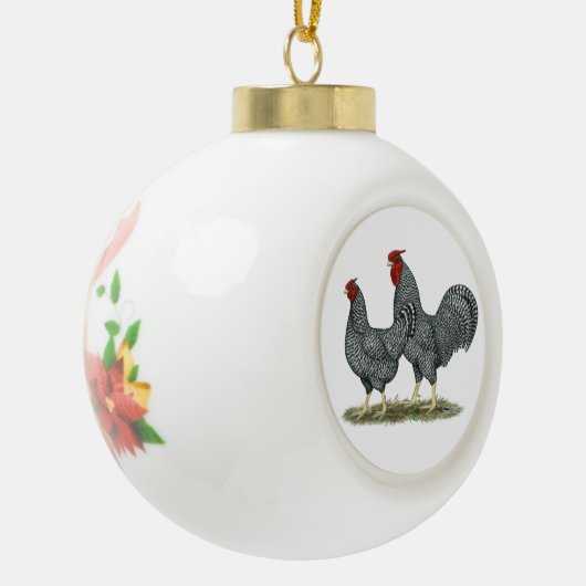 Dominique Chickens Keramik Kugel-Ornament (Links)