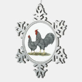 Dominique Chickens Schneeflocken Zinn-Ornament (Rechts)