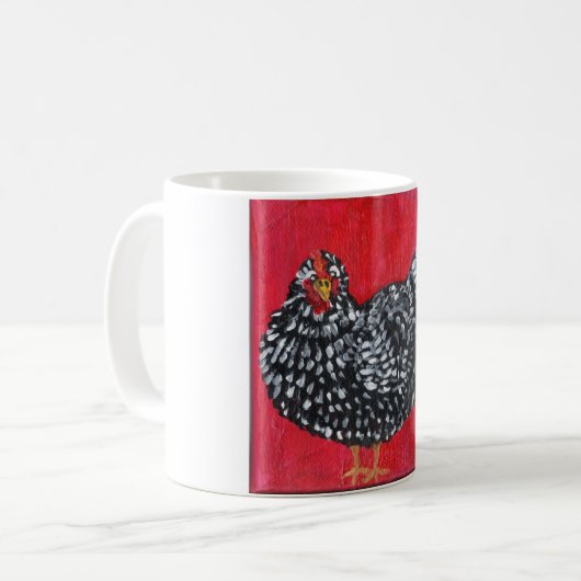 Dominique-Huhn Kaffeetasse (Vorderseite Links)