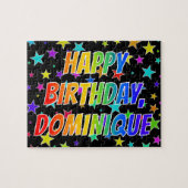 "DOMINIQUE" Vorname, Fun "HAPPY BIRTHDAY" Puzzle (Horizontal)