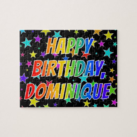 "DOMINIQUE" Vorname, Fun "HAPPY BIRTHDAY" Puzzle (Horizontal)